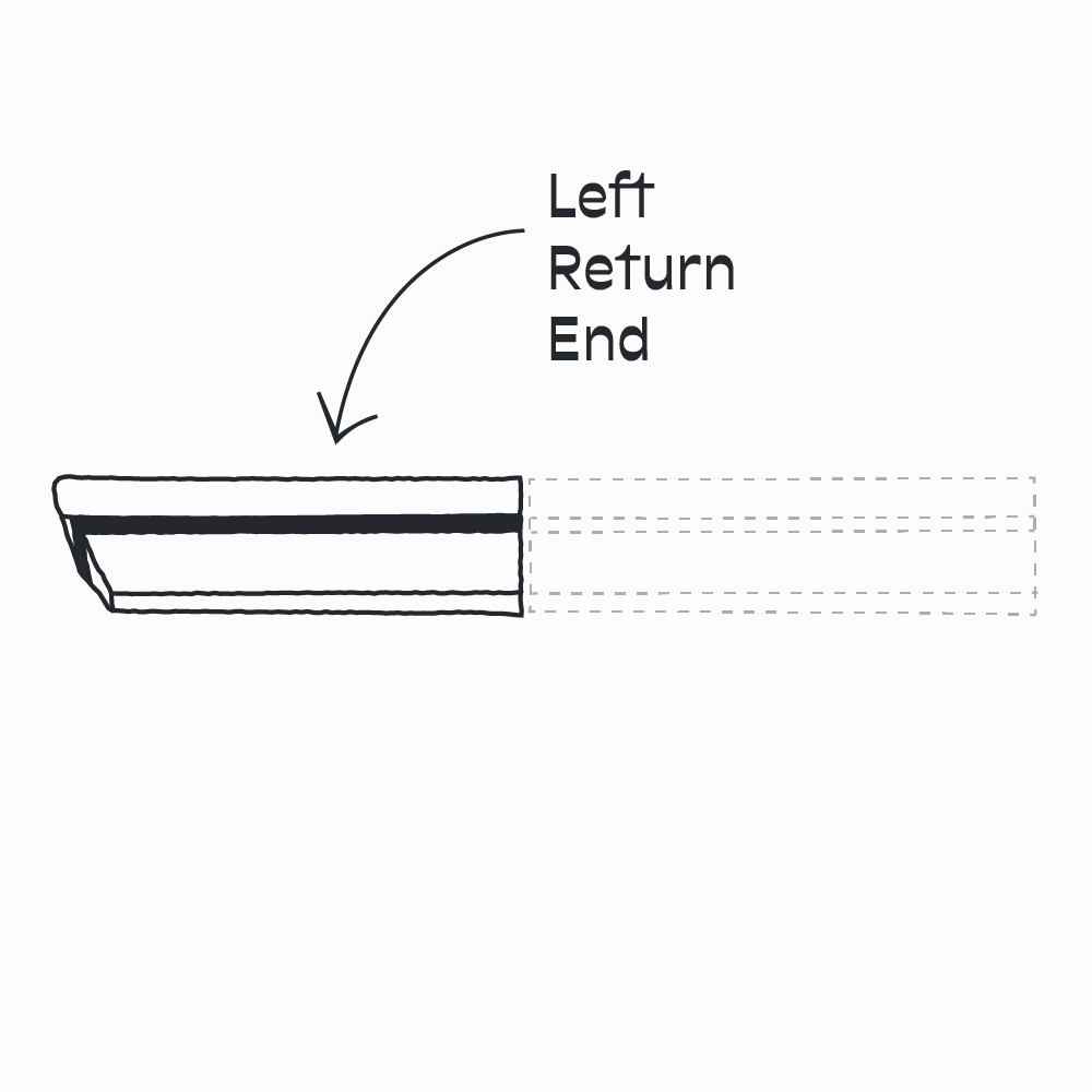 Left Red Returning Ara Molding Return End — Left – Red Rock Tileworks
